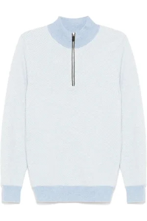 N.PEAL Temple sweater i jacquard med kort lynlås
