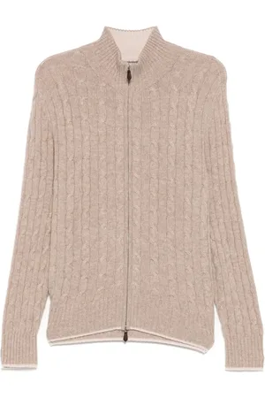 N.PEAL Kabelstrikket sweater med lynlås
