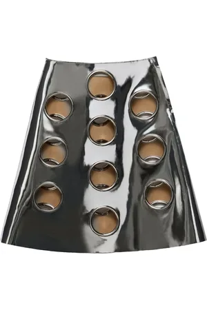 Prada Midi lædernederdel med metallisk effekt