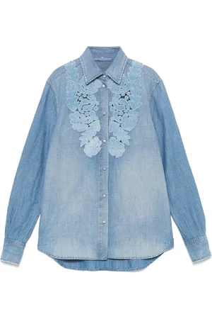 ERMANNO SCERVINO Denimskjorte med blomsterapplikation