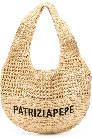 Patrizia Pepe Vævet skuldertaske med logobroderi