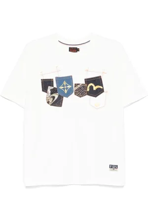 Evisu T-shirt med flere lommer og tryk