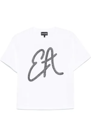 Emporio Armani T-shirt i bomuld med lurex-logo