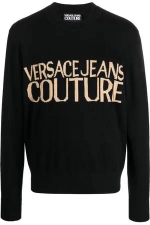 VERSACE Intarsiastrikket trøje med rund hals