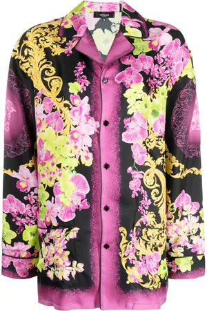 VERSACE Medusa bluse med orkide-tryk