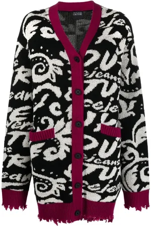 VERSACE Cardi-frakke i løs strik med slitageeffekt