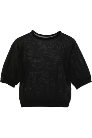 AMOMENTO Cropped strikket T-shirt