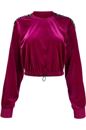 VERSACE Sweatshirt i velour med logokant
