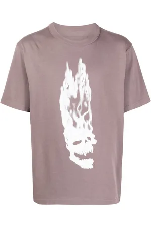 Heron Preston T-shirt med dødningehoved- og flammetryk