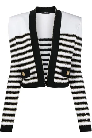 Balmain Cropped jakke med striber