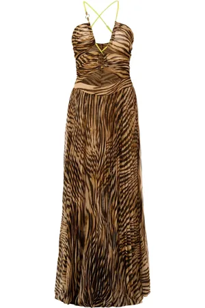 Roberto Cavalli Lang kjole med zebra-tryk
