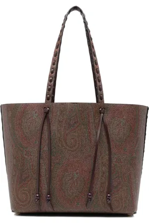 Etro Skuldertaske i læder med paisley-jacquard
