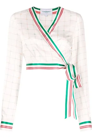 Casablanca Cropped slå om-top med tryk