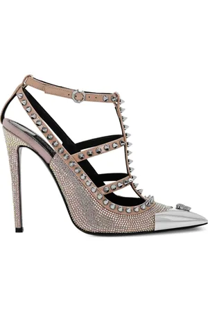 Philipp Plein 120 mm lædersandaler med dødningehovedudsmykning