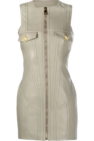 Balmain ærmeløs kjole med poleret finish