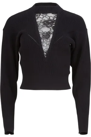 FLEUR DU MAL Cropped sweater med blondeindlæg