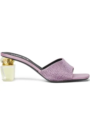 VERSACE 70 mm Bright Crystal mules i satin