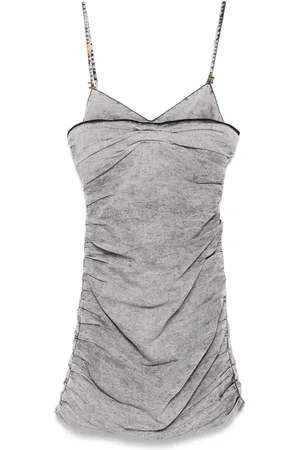 Elisabetta Franchi Kort denimkjole med skulderstropper