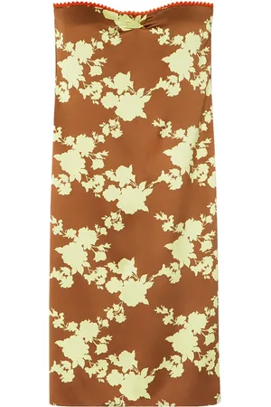 VERSACE Mellemlang stropløs Wild Roses kjole