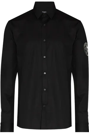 Balmain Skjorte i poplin med logomærke