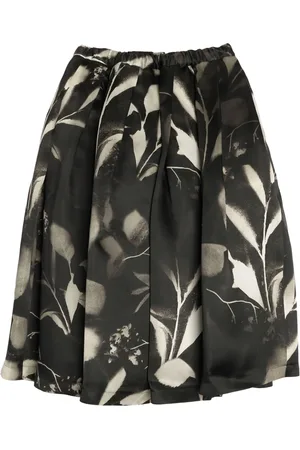Comme des Garçons Mellemlang nederdel i silke med tryk