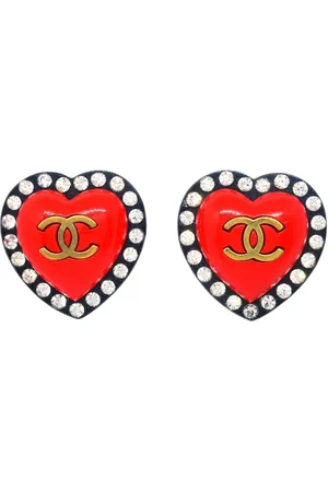 CHANEL Hjerteøreclips med rhinsten fra 1995