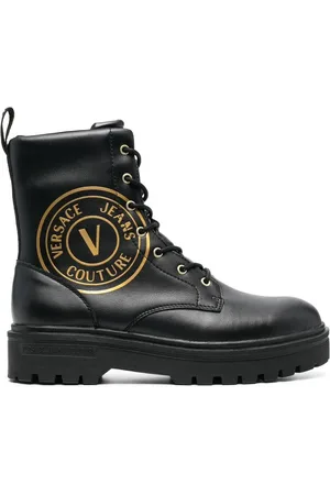 VERSACE Combat-støvler i læder med logotryk