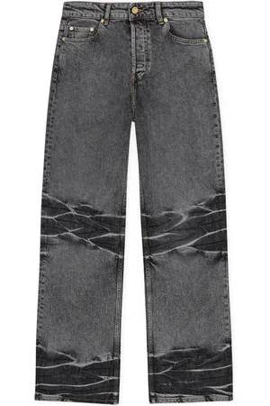 Ganni Jeans med brede ben og whiskering-effekt