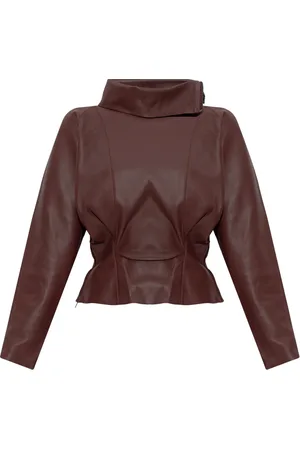 Victoria Beckham Lædertop med peplum-design
