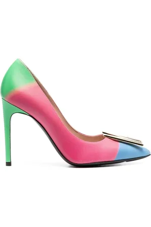 Moschino 100m pumps i læder med logoplade