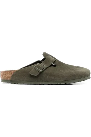 Birkenstock Slip-on sandaler i ruskind og læder