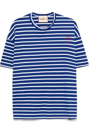 Plan C Stribet T-shirt med korte ærmer