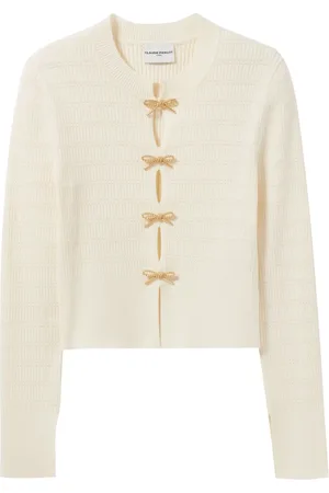 Claudie Pierlot Finstrikket sweater med sløjfeudsmykning