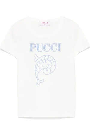 PUCCI Junior T-shirt med perleudsmykket logo