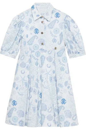 Roberto Cavalli Kjole med Marine-tryk