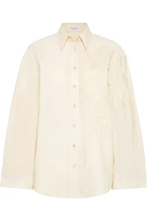 Brunello Cucinelli Skjorte med Flora-applikation