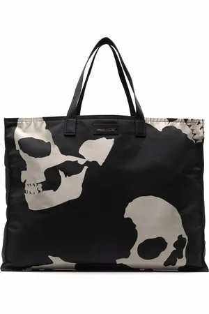 Alexander McQueen Shopper-tote med valmuetryk og dødningehoved