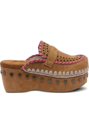 Mou 65 mm broderede slip on-sko
