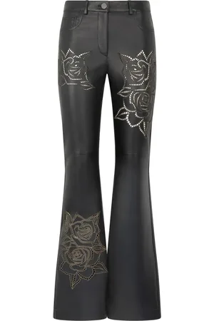 Roberto Cavalli Bukser med svaj og broderede blomster og nitter