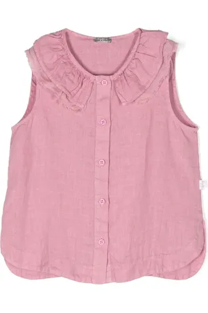 Il gufo ærmeløs bluse med flæsekant