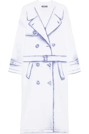 Moschino Lang kjole med trenchcoat-tryk