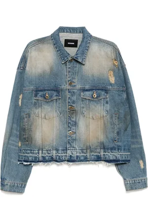 We11 Done Denimjakke med slitageeffekt
