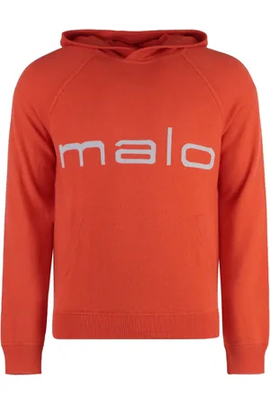 Malo Intarsiastrikket hættetrøje med logo