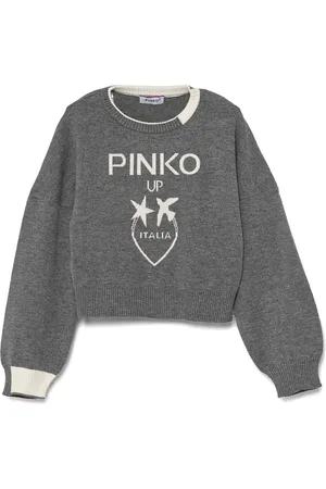 Pinko Sweater med intarsiastrikket logo