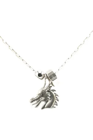 Hermès Talismans Dragon H palladiumpläterat halsband med hänge från 2000-2024