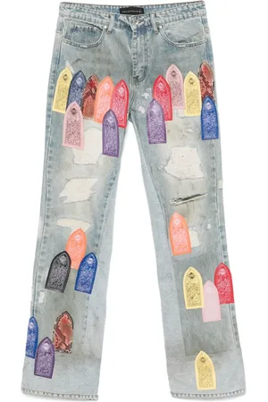 Who Decides War Patch Arched jeans med slitageeffekt