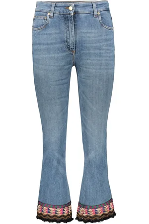 Etro Embroidered detail cropped jeans