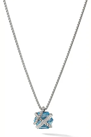 David Yurman Cable Wrap halskæde i sterlingsølv med diamant (12,5 mm)