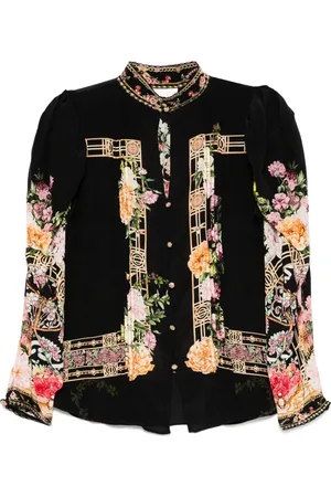 Camilla Adorned in Alexandria Pintuck bluse med draperede ærmer