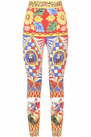 Dolce & Gabbana Strækbare leggings i silke med Carretto-tryk